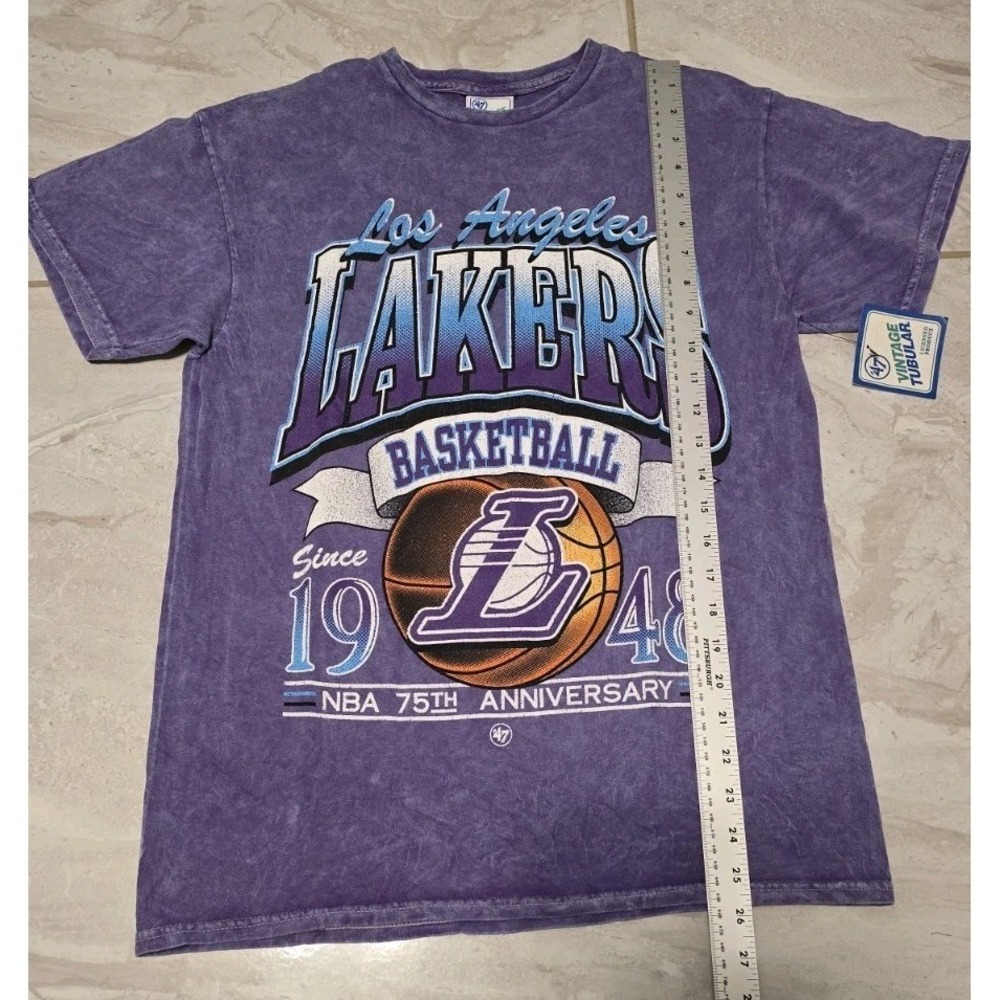 47 Brand Vintage Tubular Los Angeles Lakers T-Shirt Mens LargePurple NWT NBA - Picture 6 of 8